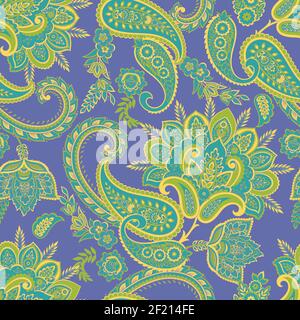 Nahtloses Paisley-Muster im indischen Stil. Vektorgrafik mit Blumenmuster Stock Vektor