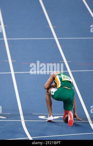 Südafrikas Wayde Van Niekerk tritt an und gewinnt die Goldmedaille bei den Männern 400m bricht einen neuen Weltrekord während der Olympischen Spiele RIO 2016, Leichtathletik, am 14. August 2016, in Rio, Brasilien - Foto Jean-Marie Hervio / KMSP / DPPI Stockfoto