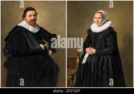 Frans Hals, Porträtmalerei: Lucas de Clercq (1603-1652), holländischer Tuchhändler, und seine Frau Feyntje van Steenkiste (1603/4-1640), 1635 Stockfoto