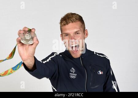 Französischer Silbermedaillengewinner im Decathlon Kevin Mayer posiert im Club Frankreich, während der Olympischen Spiele RIO 2016, am 20. August 2016, in Rio, Brasilien - Foto Philippe Millereau / KMSP / DPPI Stockfoto