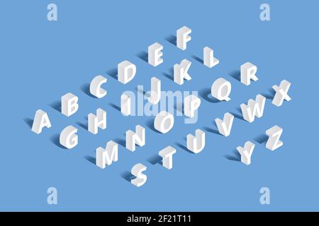 Vektor 3D isometrisches Alphabet. Design Brief, Typografie abc set, Charakter geometrische typografische Zeichen Illustration Stock Vektor