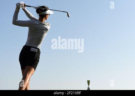 Michelle wie aus den USA tritt am 14. September 2016 bei der Rolex Pro-am der LPGA Evian Championship 2016, Tag 3, im Evian Resort Golf Club in Evian-Les-Bains, Frankreich, an. Foto Philippe Millereau / KMSP / DPPI Stockfoto