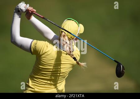 Die Engländerin Charley Hull tritt am 14. September 2016 bei der Rolex Pro-am der LPGA Evian Championship 2016, Tag 3, im Evian Resort Golf Club in Evian-Les-Bains, Frankreich, an. Foto Philippe Millereau / KMSP / DPPI Stockfoto