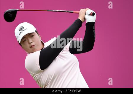 Das chinesische Shanshan Feng tritt am 17. September 2016 beim dritten Lauf der LPGA Evian Championship 2016, Tag 6, im Evian Resort Golf Club in Evian-Les-Bains, Frankreich, an. Foto Philippe Millereau / KMSP / DPPI Stockfoto