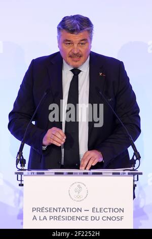 David Douillet während der Vorstellung der Kandidaten für den Vorsitz des NOC Frankreich (Nationale Olympische Komitee), in Paris, am 25. April 2017, Frankreich - Foto Philippe Millereau / KMSP / DPPI Stockfoto