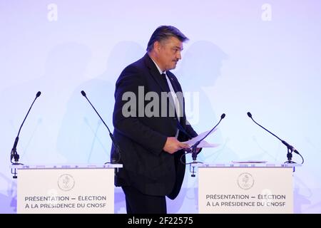 David Douillet während der Vorstellung der Kandidaten für den Vorsitz des NOC Frankreich (Nationale Olympische Komitee), in Paris, am 25. April 2017, Frankreich - Foto Philippe Millereau / KMSP / DPPI Stockfoto