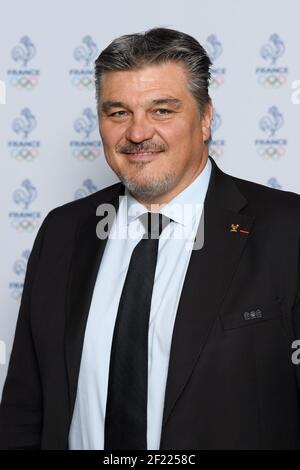 David Douillet posiert während der Vorstellung der Kandidaten für den Vorsitz des NOC Frankreich (National Olympic Committee), in Paris, am 25. April 2017, Frankreich - Foto Philippe Millereau / KMSP / DPPI Stockfoto