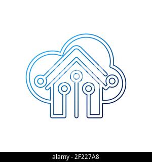Smart Home Verbindung Symbol Logo Vektor Design Illustration. Smart-Home-Logo-Symbol mit Wireless-Verbindungskonzept. Trendige Smart House Vektor-Symbol flach Stock Vektor