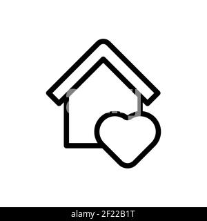 Bleiben Sie zu Hause Logo Symbol Vektor-Design-Illustration. Home with Love Icon Design-Konzept. Home mit Herz-Form-Symbole zeigt Nachrichten "Tag nach Hause" oder "Tag Stock Vektor