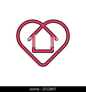 Bleiben Sie zu Hause Logo Symbol Vektor-Design-Illustration. Home with Love Icon Design-Konzept. Home mit Herz-Form-Symbole zeigt Nachrichten "Tag nach Hause" oder "Tag Stock Vektor