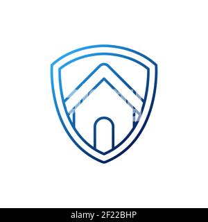 Home Security Logo Symbol Vektor Design Illustration. Home Security mit Schild Logo Icon Design-Konzept für Haus und Immobilien. Smart House Secure d Stock Vektor