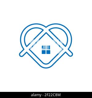 Bleiben Sie zu Hause Logo Symbol Vektor-Design-Illustration. Home with Love Icon Design-Konzept. Home mit Herz-Form-Symbole zeigt Nachrichten "Tag nach Hause" oder "Tag Stock Vektor