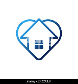 Bleiben Sie zu Hause Logo Symbol Vektor-Design-Illustration. Home with Love Icon Design-Konzept. Home mit Herz-Form-Symbole zeigt Nachrichten "Tag nach Hause" oder "Tag Stock Vektor