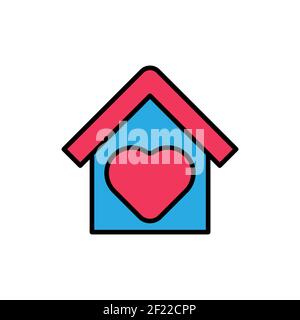 Bleiben Sie zu Hause Logo Symbol Vektor-Design-Illustration. Home with Love Icon Design-Konzept. Home mit Herz-Form-Symbole zeigt Nachrichten "Tag nach Hause" oder "Tag Stock Vektor