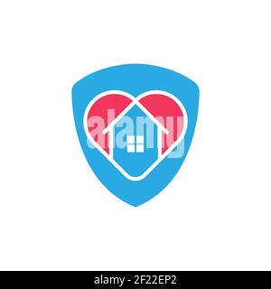 Bleiben Sie zu Hause Logo Symbol Vektor-Design-Illustration. Home with Love Icon Design-Konzept. Home mit Herz-Form-Symbole zeigt Nachrichten "Tag nach Hause" oder "Tag Stock Vektor