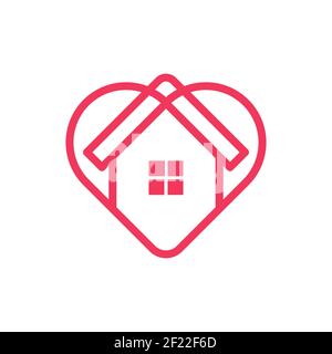 Bleiben Sie zu Hause Logo Symbol Vektor-Design-Illustration. Home with Love Icon Design-Konzept. Home mit Herz-Form-Symbole zeigt Nachrichten "Tag nach Hause" oder "Tag Stock Vektor