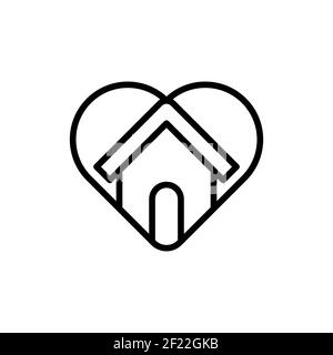 Bleiben Sie zu Hause Logo Symbol Vektor-Design-Illustration. Home with Love Icon Design-Konzept. Home mit Herz-Form-Symbole zeigt Nachrichten "Tag nach Hause" oder "Tag Stock Vektor