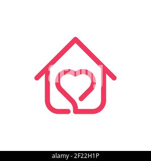 Bleiben Sie zu Hause Logo Symbol Vektor-Design-Illustration. Home with Love Icon Design-Konzept. Home mit Herz-Form-Symbole zeigt Nachrichten "Tag nach Hause" oder "Tag Stock Vektor