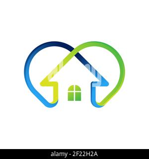 Bleiben Sie zu Hause Logo Symbol Vektor-Design-Illustration. Home with Love Icon Design-Konzept. Home mit Herz-Form-Symbole zeigt Nachrichten "Tag nach Hause" oder "Tag Stock Vektor
