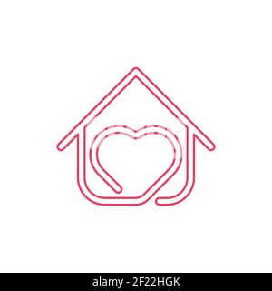 Bleiben Sie zu Hause Logo Symbol Vektor-Design-Illustration. Home with Love Icon Design-Konzept. Home mit Herz-Form-Symbole zeigt Nachrichten "Tag nach Hause" oder "Tag Stock Vektor