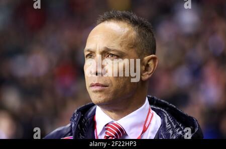 Datei Foto vom 17-02-2019 von Wigan Warriors Cheftrainer Adrian Lam. Ausgabedatum: Mittwoch, 10. März 2021. Stockfoto