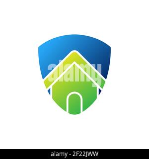 Home Security Logo Symbol Vektor Design Illustration. Home Security mit Schild Logo Icon Design-Konzept für Haus und Immobilien. Smart House Secure d Stock Vektor