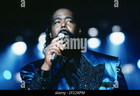 Berlin ist Musik, Eröffnungsshow auf der IFA in Berlin, Deutschland 1989, Stargast: Amerikanischer Soulsänger Barry White Stockfoto