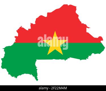 Flagge auf der Karte von Burkina Faso Stockfoto