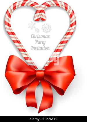 Candy Canes in Herzform Rahmen mit Text für Weihnachten Einladung Stock Vektor