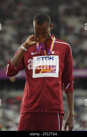 Mutaz Essa Barshim (QAT) gewinnt die Goldmedaille bei den Hochsprung-Männern während der Leichtathletik-Weltmeisterschaften 2017, im Olympiastadion, in London, Großbritannien, Tag 10, Am 13th. August 2017 - Foto Julien Crosnier / KMSP / DPPI Stockfoto