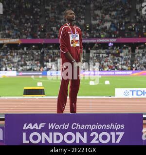 Mutaz Essa Barshim (QAT) gewinnt die Goldmedaille bei den Hochsprung-Männern während der Leichtathletik-Weltmeisterschaften 2017, im Olympiastadion, in London, Großbritannien, Tag 10, Am 13th. August 2017 - Foto Julien Crosnier / KMSP / DPPI Stockfoto