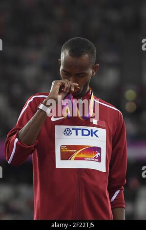 Mutaz Essa Barshim (QAT) gewinnt die Goldmedaille bei den Hochsprung-Männern während der Leichtathletik-Weltmeisterschaften 2017, im Olympiastadion, in London, Großbritannien, Tag 10, Am 13th. August 2017 - Foto Julien Crosnier / KMSP / DPPI Stockfoto