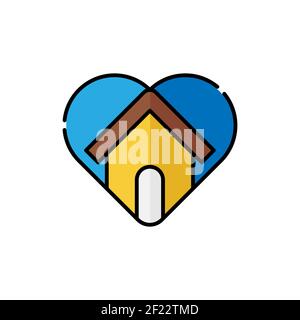 Bleiben Sie zu Hause Logo Symbol Vektor-Design-Illustration. Home with Love Icon Design-Konzept. Home mit Herz-Form-Symbole zeigt Nachrichten "Tag nach Hause" oder "Tag Stock Vektor