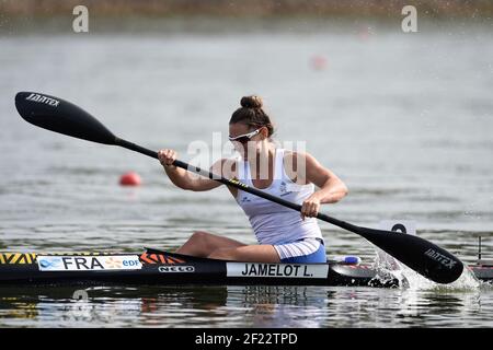 Lea Jamelot aus Frankreich tritt in K1 Frauen 500 m während der ICF Kanusprint-Weltmeisterschaft 2017 in Racice, Tschechische Republik, Tag 2, 24th. August 2017 - Foto Jean-Marie Hervio / KMSP / DPPI Stockfoto