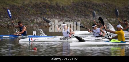 Guillaume Burger und Cyrille Carre aus Frankreich treten K2 Männer 1000 m während der ICF Kanusprint-Weltmeisterschaft 2017 in Racice, Tschechische Republik, Tag 2, 24th. August 2017 - Foto Jean-Marie Hervio / KMSP / DPPI Stockfoto