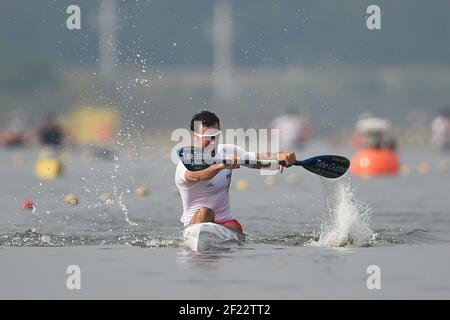 Maxime Beaumont aus Frankreich tritt K1 Männer 200 m bei der ICF Kanusprint-Weltmeisterschaft 2017 in Racice, Tschechische Republik, Tag 3, 25th. August 2017 - Foto Jean-Marie Hervio / KMSP / DPPI Stockfoto