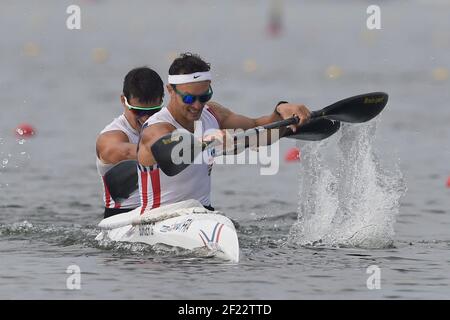 Guillaume Burger und Cyrille Carre aus Frankreich treten K2 Männer 1000 m während der ICF Kanusprint-Weltmeisterschaft 2017 in Racice, Tschechische Republik, Tag 4, 26th. August 2017 - Foto Jean-Marie Hervio / KMSP / DPPI Stockfoto