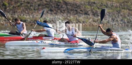 Maxime Beaumont aus Frankreich tritt K1 Männer 200 m bei der ICF Kanusprint-Weltmeisterschaft 2017 in Racice, Tschechische Republik, Tag 4, 26th. August 2017 - Foto Jean-Marie Hervio / KMSP / DPPI Stockfoto