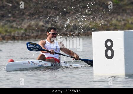 Maxime Beaumont aus Frankreich tritt K1 Männer 200 m bei der ICF Kanusprint-Weltmeisterschaft 2017 in Racice, Tschechische Republik, Tag 5, 27th. August 2017 - Foto Jean-Marie Hervio / KMSP / DPPI Stockfoto