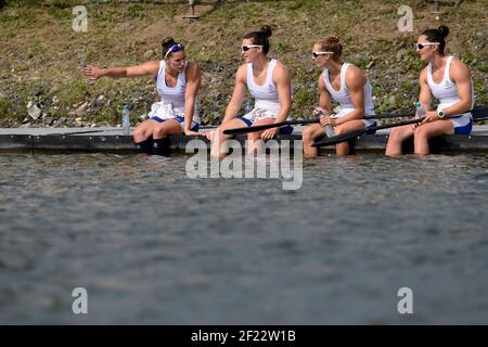 Sarah Guyot, Manon Hostens, Sarah Troel und Lea Jamelot aus Frankreich treten in K4 Frauen 500 m während der ICF Kanusprint-Weltmeisterschaft 2017 in Racice, Tschechische Republik, Tag 5, 27th. August 2017 - Foto Jean-Marie Hervio / KMSP / DPPI Stockfoto