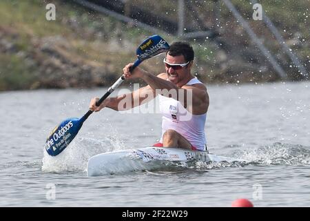 Maxime Beaumont aus Frankreich tritt K1 Männer 200 m bei der ICF Kanusprint-Weltmeisterschaft 2017 in Racice, Tschechische Republik, Tag 5, 27th. August 2017 - Foto Jean-Marie Hervio / KMSP / DPPI Stockfoto