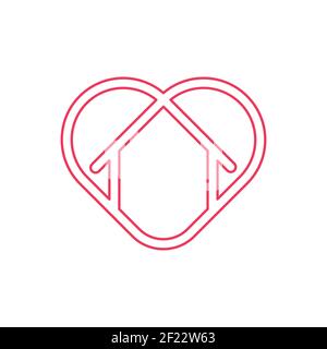 Bleiben Sie zu Hause Logo Symbol Vektor-Design-Illustration. Home with Love Icon Design-Konzept. Home mit Herz-Form-Symbole zeigt Nachrichten "Tag nach Hause" oder "Tag Stock Vektor