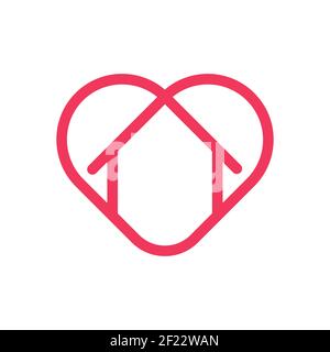 Bleiben Sie zu Hause Logo Symbol Vektor-Design-Illustration. Home with Love Icon Design-Konzept. Home mit Herz-Form-Symbole zeigt Nachrichten "Tag nach Hause" oder "Tag Stock Vektor