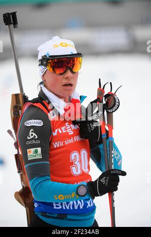 Marie Dorin-Habert (FRA) tritt während der Biathlon-Weltmeisterschaft 2017 in Annecy Le Grand Bornand, Frankreich, TAG 3, am 16. Dezember 2017 auf der 10 KM-Verfolgung der Frauen an - Foto Julien Crosnier / KMSP / DPPI Stockfoto