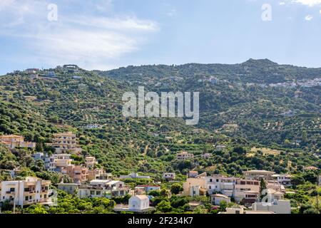 Häuser in den Bergen auf der Insel Kreta. Stockfoto