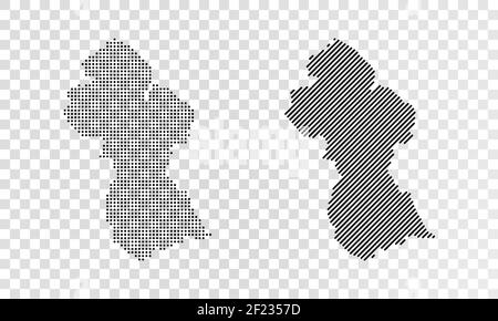 Set von abstrakten Karten von Guyana. Punkt und Linie Karte von Guyana Vektor gepunktete Karte von Guyana isoliert auf transparentem Hintergrund Stock Vektor