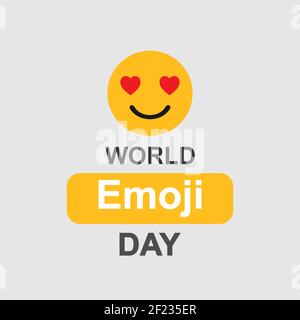Welt Emoji Tag. Liebe Emoji mit Text. Vektorgrafik. EPS 10 Stock Vektor