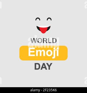 Welt Emoji Tag. Emoji mit Zunge und Text. Vektorgrafik. EPS 10 Stock Vektor