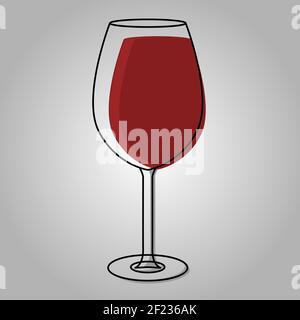 Rotwein in Glas Ikone. Vektorgrafik Stock Vektor