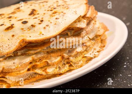 Stapel der Pfannkuchen russische Lebensmittel, Maslenitsa Stockfoto